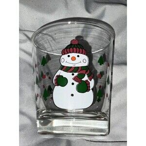 Anchor Hocking Christmas Snowman Front Back Backside Holiday 12oz Cup 1990 New